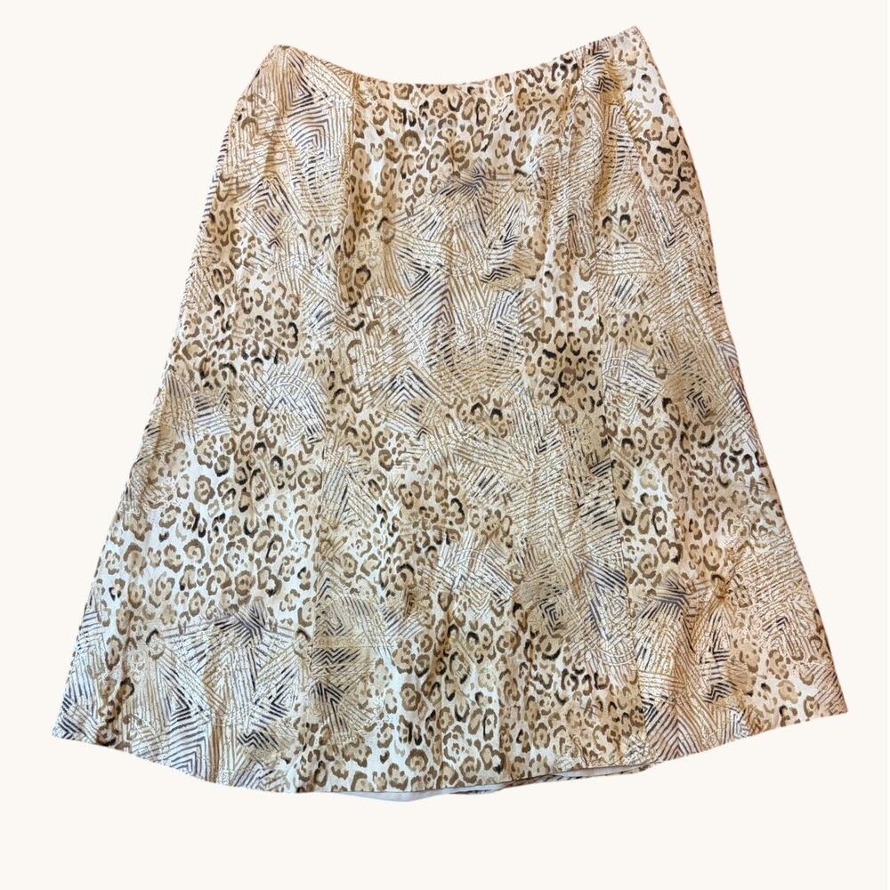 Vintage TALBOTS 90s Y2K 100% Silk Slip Skirt Size 8 Low Rise Midi Animal Print